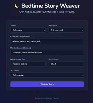Screenshot from Google AI studio